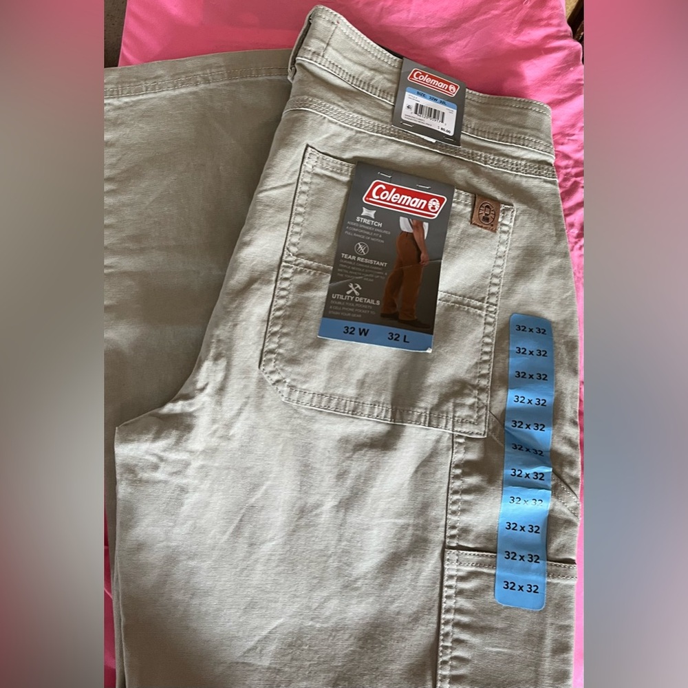 Coleman Khaki Gray Cargo Pants 32x32 NEW